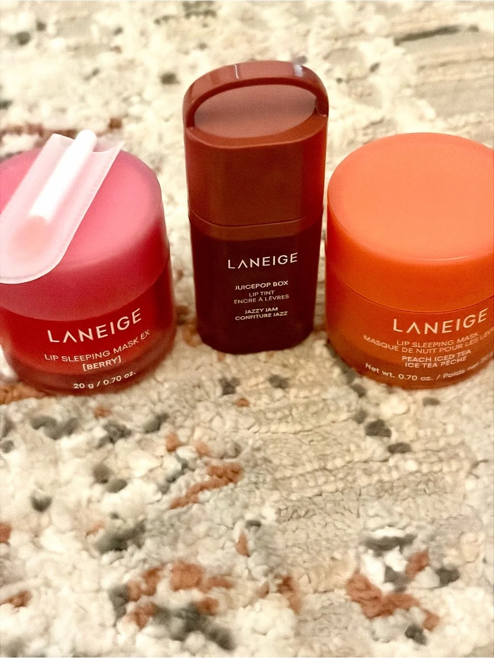 LANEIGE Lip Set in Berry, Red, and Peach